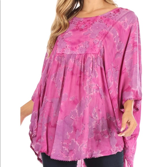 Tie Dye Lace/Sequin Embroidered Tunic or Cover Up. - Picture 7 of 9